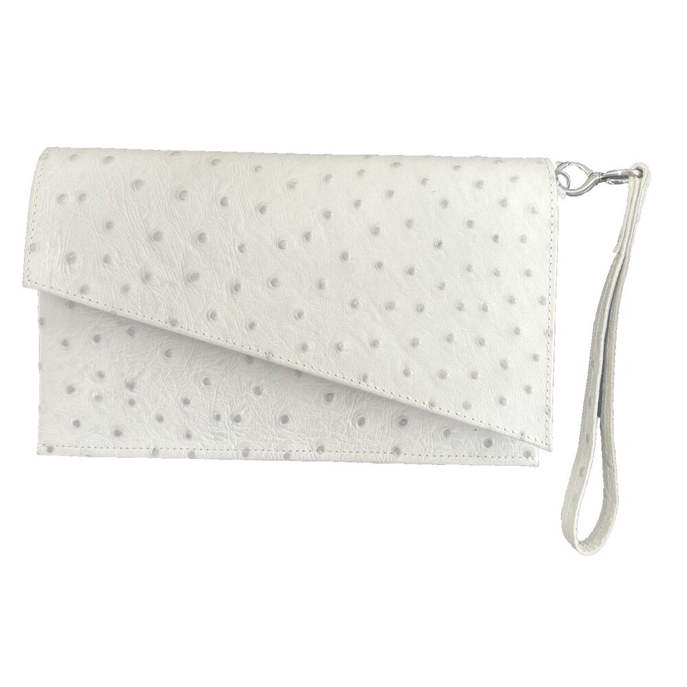 AUGUST Los Angeles Handbags Chelsea Clutch Gray Embossed Leather Purse Wristlet